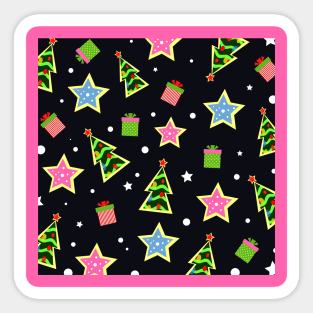 Christmas background. Christmas trees and gifts colorful Sticker